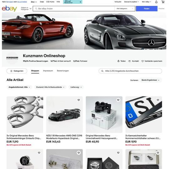 Mit seinem eBay Onlineshop erreicht das Autohaus Kunzmann mehr als 23 Millionen potentielle Käufer weltweit.(Bild:  eBay)