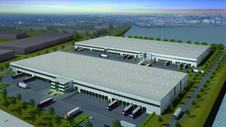 Insgesamt 10 ha Entwicklungsfläche umfasst der neue Logistikpark von Prologis im Hamburger Hafen. Das letzte Gebäude soll im März diesen Jahres fertig sein. Bild: Prologis (Archiv: Vogel Business Media)