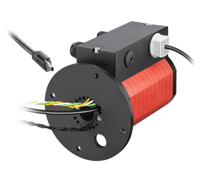 Auf der SPS 2023 in Nürnberg stellte Kübler den ersten Schleifring vor, der für die Übertragung von Single Pair Ethernet in kontinuierlich drehenden Anwendungen konzipiert ist.(Bild:  Fritz Kübler GmbH)