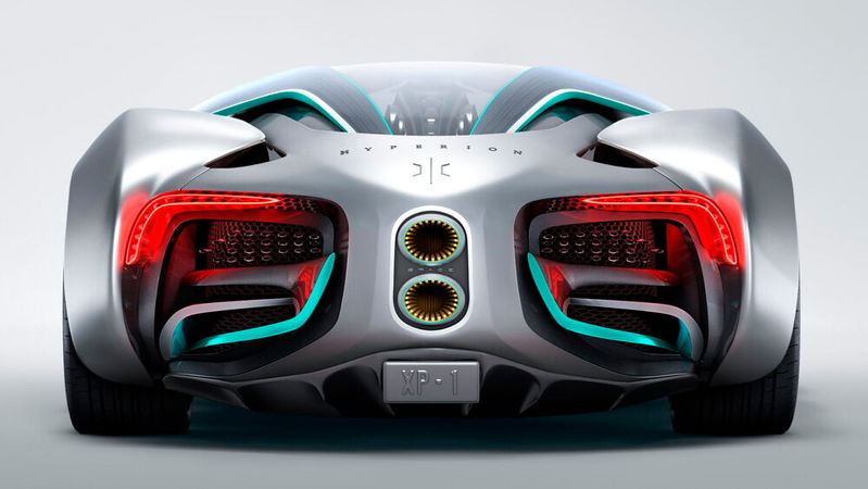 Eindrucksvoll ist das futuristisch gezeichnete Heck des Hyperion XP-1.(Bild:  Hyperion)