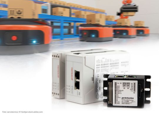Die Servocontroller der Serie SVTE-A von Servotecnica eignen sich für anspruchsvolle Anwendungen im Bereich Automation und Intralogistik bzw. Transportrobotik.(Bild:  Servotecnica | © Vanitjan-stock.adobe.com)