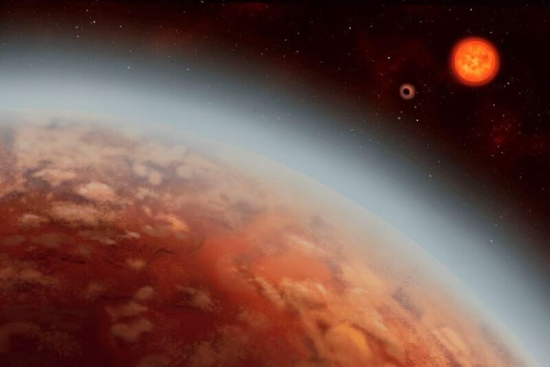 An artistic representation of the exoplanet K2-18b.  (Alex Boersma)