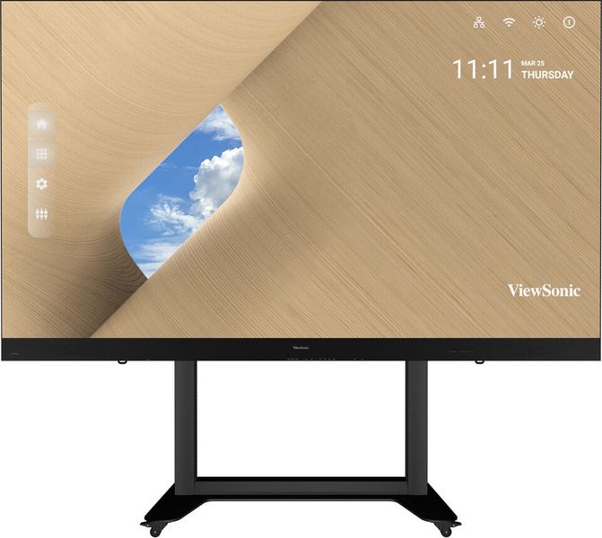 Ausgeklappt ist das faltbare LED-Display Viewsonic LDS135-153 mit 135 Zoll Diagonale etwas über drei Meter breit und fast 2,7 Meter hoch. Zugeklappt und mit heruntergefahrenem Panel sinken die Maße auf 1.800  x 2.022 mm bei 760 mm Tiefe.  (Bild: Viewsonic)