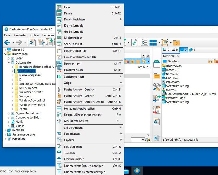 Ändern der Ansichten in FreeCommander XE. (Joos/FreeCommander XE (Screenshot))