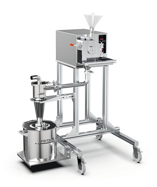 Universal-Schneidmühle Pulverisette 19 mit Fritsch-Hochleistungszyklon und fester Verrohrung (Bild: Fritsch)