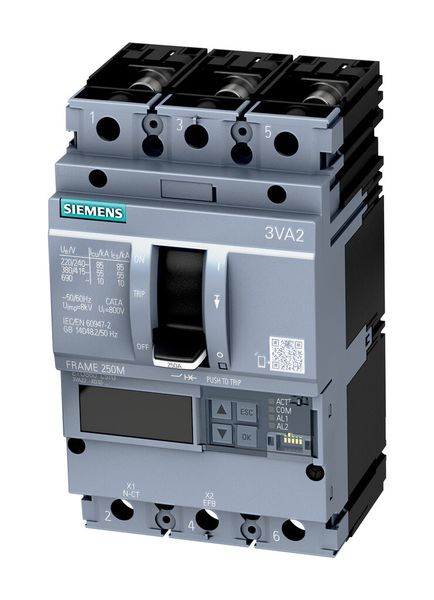 Siemens erneuert mit der Produktreihe 3VA sein Sentron-Portfolio für Kompaktleistungsschalter für die Niederspannungs-Energieverteilung. Die neuen kompakteren Schalter sind in verschiedenen Ausführungen bis 630 Ampere (A) verfügbar und lassen sich platzsparender verbauen. Siemens bietet erstmals eine integrierte Messfunktion für Energiedaten, eine Lasttrennschalter-Variante sowie Kompaktleistungsschalter mit Seitenwand-Drehantrieb. Die neuen Kompaktleistungsschalter 3VA verfügen unter anderem über eine direkt in den Schalter integrierte Messfunktion zur Erfassung von Energiedaten. (Bild: Siemens)