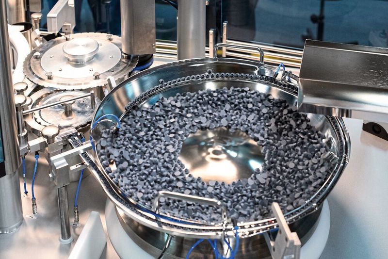 Pharmazeutische Gummistopfen werden als sicherer Verschluss für Ampullen verwendet.  (Simac)