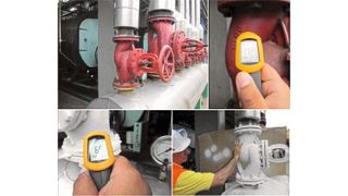 Vorher (oben) und nachher (unten): Die Senkung der Oberflächentemperatur um ca. 100 Grad demonstriert die Isolationswirkung und reduziert gleichzeitig das Verletzungsrisiko. (Bild: Thermacote)