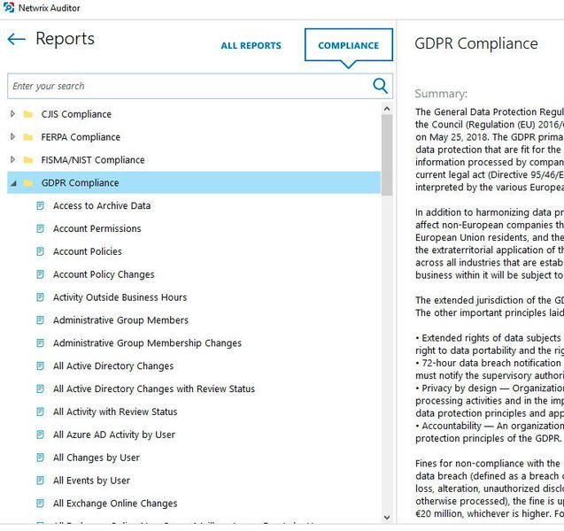 Netwrix Auditor kann auch die Einhaltung wichtiger Richtlinien wie der General Data Protection Regulation (GDPR) der Europäischen Union überwachen. (Th. Joos)