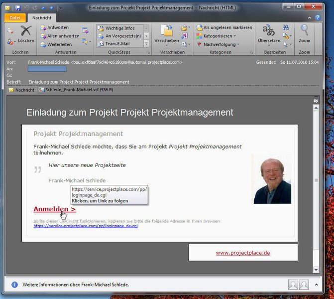 Einladung per Mail: Neue Projektmitarbeiter bekommen den Link zu dem Projekt im Web direkt über die Mail zugeschickt. (Archiv: Vogel Business Media)