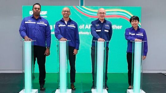 L-R: Prakash Devassy (Managing Director, Thailand & Business Management, Oleo Surfactants, Asia Pacific), Rahul Tilve (Vice President Operations, Care Chemicals, Asia Pacific), Tedy Waworuntu (Director, Bangpakong Site, Thailand) and Suppawan Rattanapirom (Director – Business Services & People Services, Thailand) at the inauguration of the APG plant in Bangpakong site, Chonburi, Thailand.(Source:  BASF)