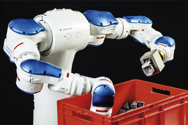 Das neue zweiarmige Robotersystem sorgt für einen schnellen Griff-in-die-Kiste. (Bild: Fraunhofer IPA)