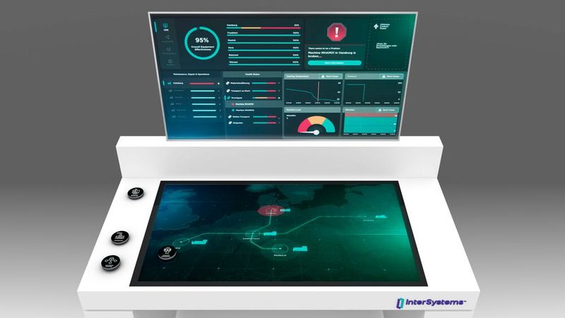 Inter Systems zeigt in Hannover seinen Ultimate Control Tower (UCT). Das interaktive Exponat besteht laut dem Unternehmen aus einem Haptic Table, auf dem Besucher die unternehmensübergreifende Überwachung und Steuerung der gesamten Produktions- und Logistikkette eines Fertigungsbetriebs mit mehreren Standorten erleben können. Zu ihr gehöre unter anderem ein 360-Grad-Blick auf alle relevanten Daten in Echtzeit. Hannover Messe: Halle 5, Stand C36. (Bild: Inter Systems)