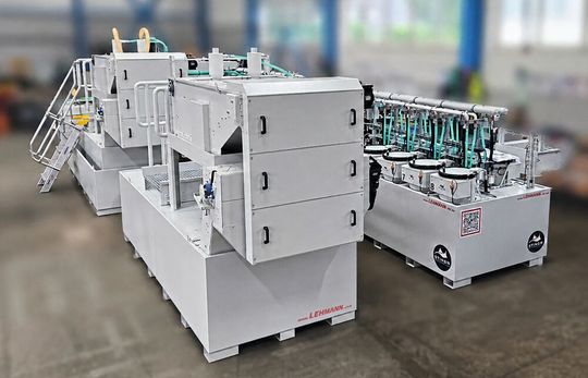 Zentralfilteranlage mit Vorabscheidung, Kratzeraustrag und Konzentrator.(Bild:  Lehmann-UMT)