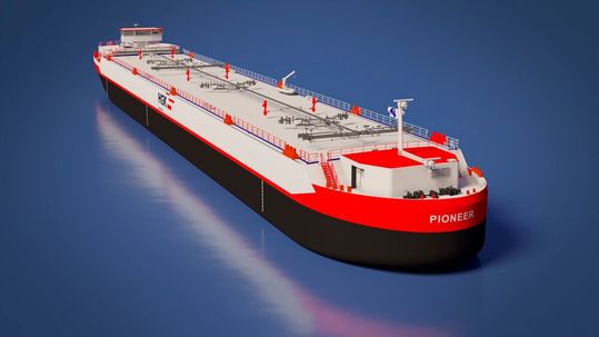 HGK Shipping treibt die Entwicklung von Europas erstem Gastankschiff für den Transport von kalt verflüssigtem Ammoniak und verflüssigtem Kohlendioxid in einem wegweisenden Pionierprojekt voran. Hier mehr dazu ... (Bild:  HGK Shipping)