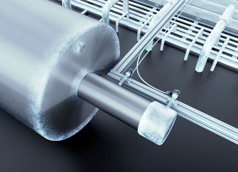 Näherungsschalter lassen sich in einem breiten Temperaturbereich einsetzen und widerstehen sehr niedrigen als auch hohen Temperaturen, z. B. bei der Positionsabfrage einer Kolbenstange in einem Kühlhaus oder bei der Positionsabfrage einer heißen Ofenklappe.  (Bild: IPF Electronic)