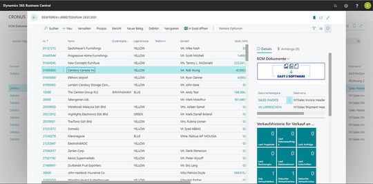 Abbildung 4: ERP-System und DMS verschmelzen im Falle von Easy und Microsoft Dynamics 365 Business Central, das heißt, der Anwender hat eine gemeinsame Benutzeroberfläche.(Bild:  Microsoft)