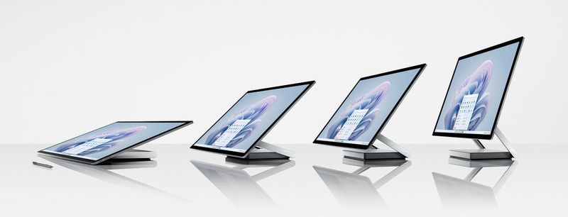 Das 28-Zoll-Display des Surface Studio 2+ kann mit einer raffinierten Mechanik vielfältig verstellt werden.  (Bild: Microsoft)