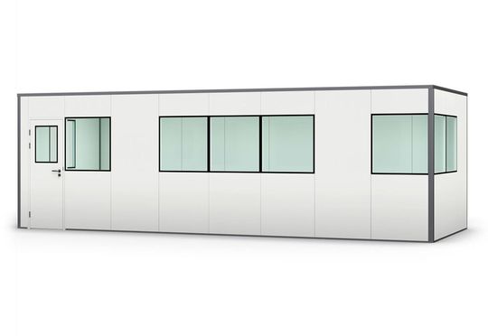 Viel Fexibilität bei der Konfiguration von Hallenbüros, die sowohl als Meisterbüro oder auch als Erholungsort oder Besprechungsraum fungieren können, bietet ein System von Topregal. Selbst der Aufbau könnte vom Kunden leicht durchgeführt werden. Hier mehr dazu ...(Bild:  Topregal)
