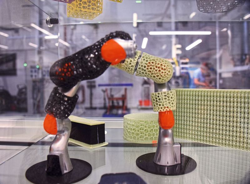 Cobots und Menschen besser voreinander schützen – auch das können 3D-gedruckte Gitterstrukturen. (Bild: Simone Käfer)