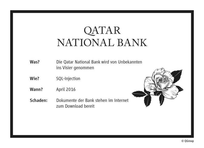 Offensichtlich wird die Qatar National Bank von Hackern ins Visier genommen. Zumindest deutet alles auf einen erfolgreichen Angriff hin, nachdem vertrauliche Dokumente auf File-Sharing-Seiten zum freien Download bereitstehen. (QGroup)