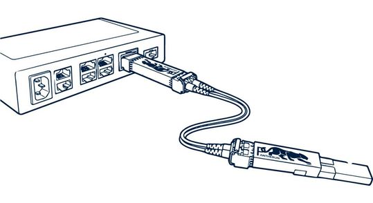 Bild 2: Retrofit ohne zusätzliche Netzwerkkomponente: Das Verschlüsselungsmodul wird direkt in den vorhandenen SFP+-Port eingesetzt.(Bild:  Pantherun)