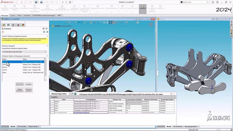 Eine weitere wichtige neue Funktion: Defeature mit Blick auf den Regel-Editor. (Bild: Dassault Systèmes)