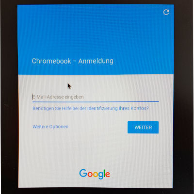 Chromebook-Anmeldung: Der Port von Chromium OS behandelt das Raspberry Pi erst einmal wie ein Chromebook. Analog dazu müssen Sie für die Nutzung erst einmal eine entsprechende Emailadresse als Konto angeben. (Bild: Sebastian Gerstl)