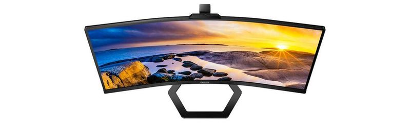Das 34-Zoll-Panel mit 3.440 x 1.440 Bildpunkten und 21:9-Seitenverhältnis ist mit 1500R gekrümmt. Die 5-Megapixel-Webcam unterstützt eine schnelle Anmeldung am Rechner mittels Windows Hello.(Bild:  MMD)