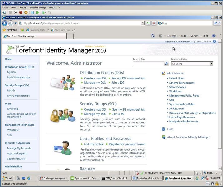Benutzer und ihre Rechte werden über die Webkonsole des Microsoft Forefront Identity Manager verwaltet. (Archiv: Vogel Business Media)