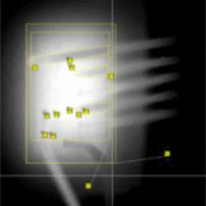 Bild 3: Temperaturverlauf auf einem gebondeten SiC MOSFET. Chipgröße 4,04 mm x 6,44 mm. Vorveröffentlichung aus [5].(Bild:  TU Chemnitz)