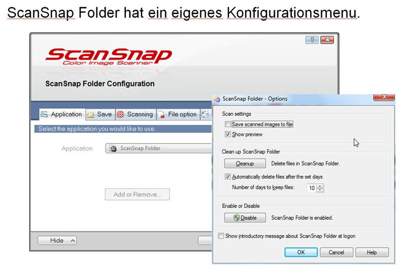 Das Konfigurationsmenu der ScanSnap-Folder-Funktion macht individuelle Anpassungen möglich. (Archiv: Vogel Business Media)