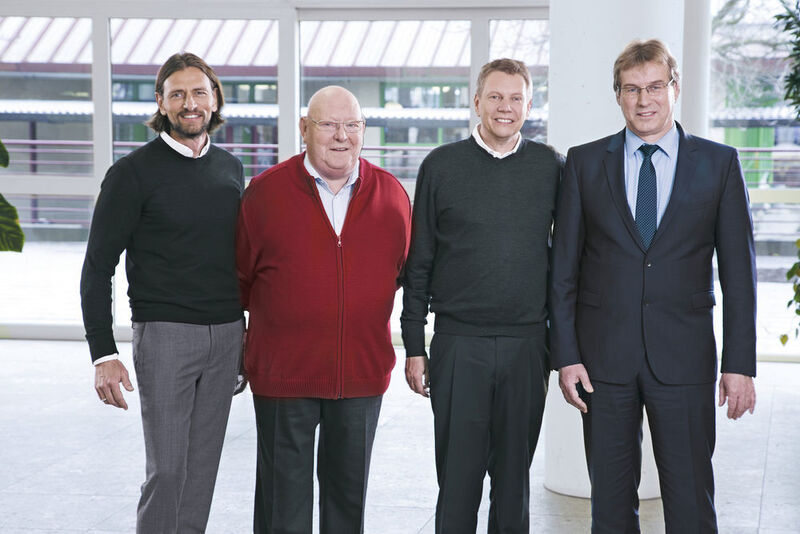 Geschäftsführung der Unternehmensgruppe – von links: Gerald Schubert, Firmengründer Gerhard Schubert, Ralf Schubert und Peter Gabriel. (Schubert)