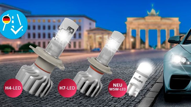 Die Philips-Produktreihe Ultinon Pro6000 umfasst neben einer H7- und H4- nun auch eine W5W-LED-Nachrüstlampe. (Bild: Philips)