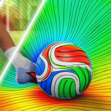 Hinter jedem präzisen Schuss steckt auch Ingenieurskunst: Simulation macht die Physik des Fußballs sichtbar. (Bild: Dassault Systèmes)