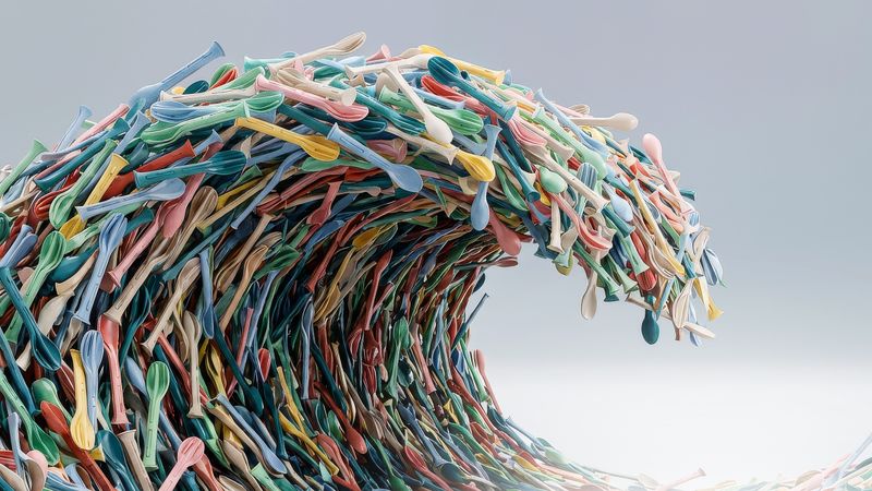 Ein Tsunami an Fälschungen: Die Koziol-Plagiate gehören seit Jahren zu den Preisträgern des Plagiarius. Das Besteck aus Kunststoff findet 2026 direkt mehrere Nachahmer.(Bild:  Aktion Plagiarius e.V.)