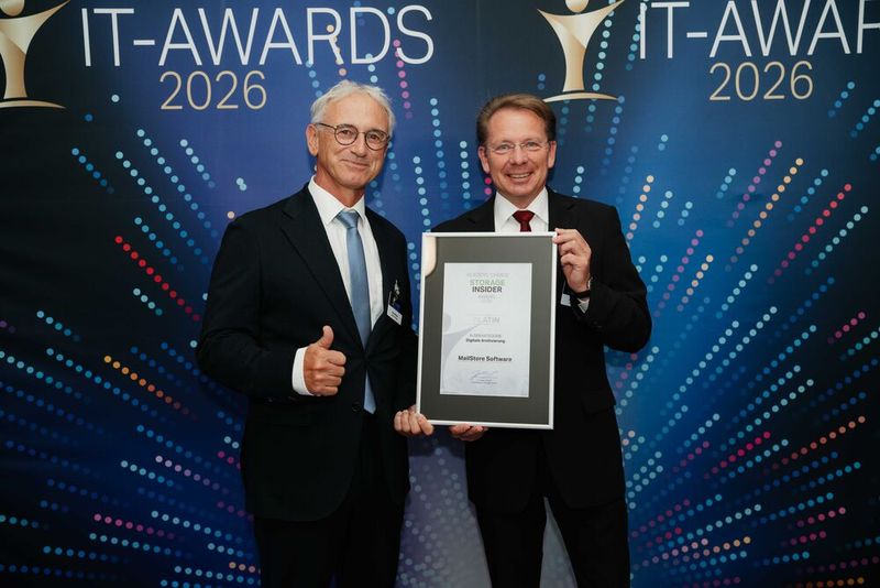 René Nitzinger (l.) und Norbert Neudeck von MailStore Software. (Bild:  Manuel Emme Fotografie)