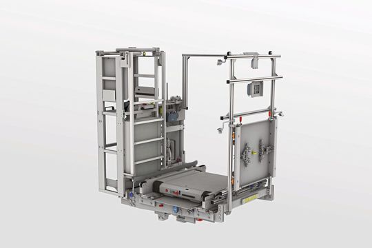 Das Gebhardt Cheetah Heavy realisiert zusammen mit dem LAM Storebiter OPS die mehrfachtiefe Lagerung im Kanallager.(Bild:  Gebhardt Intralogistics Group)