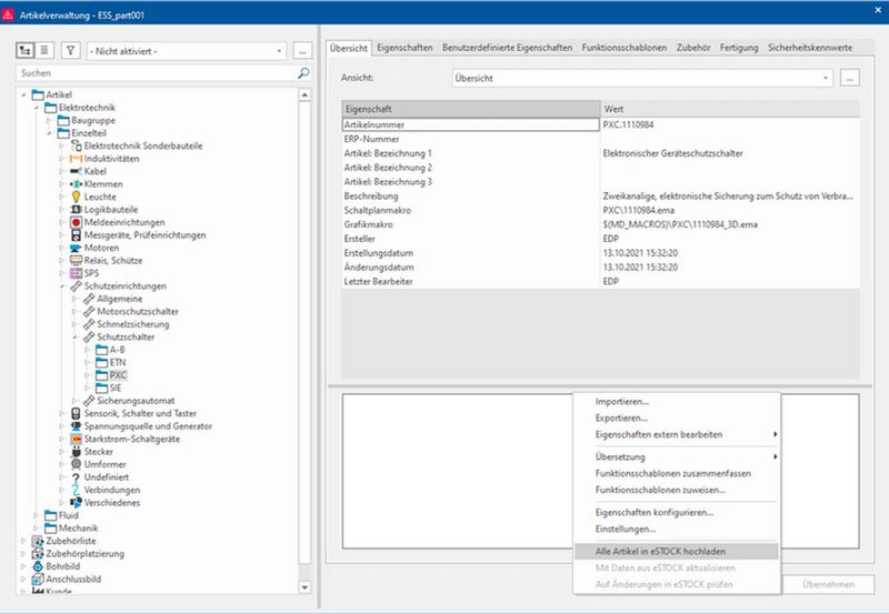 Mit dem neuen Eplan eStock lassen sich Artikel einfach in die Eplan Cloud hochladen. Alle Projektbeteiligten können auf die zentrale Datenbasis zugreifen.  (Bild: Eplan)