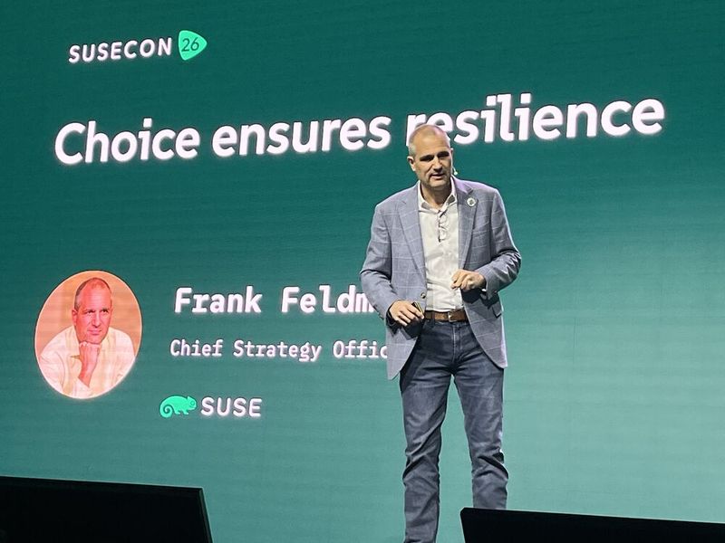 Frank Feldman, Chief Strategy Officer Suse, betont die Wichtigkeit offener Lösungen für Wahlfreiheit und resiliente Infrastruktur.  (Bild: Vogel IT-Medien)