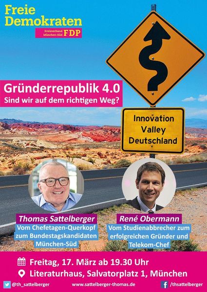 Veranstaltungsplakat der FDP, gefunden auf der Homepage von Thomas Sattelberger. (www.sattelberger-thomas.de)