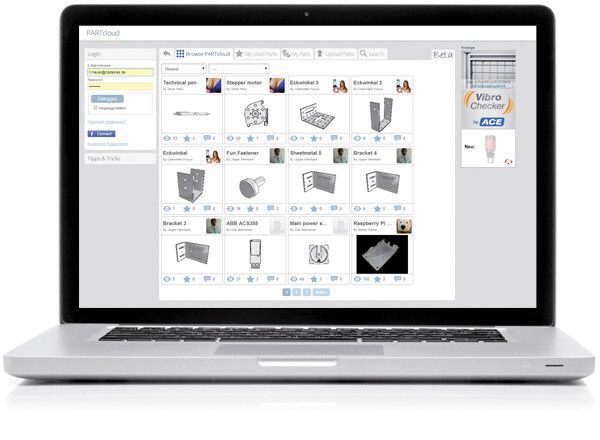 Das 3D-CAD-Downloadportal Partcommunity wurde um die neue Partcloud-Funktion erweitert. (Bild: Cadenas)