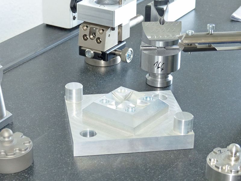 Überwiegend geht es um Einzelteile und Kleinstserien bis 100 Stück mit Toleranzen von grösser 2 µm. Aktuell werden Prüflehren für OP-Roboter mit Form- und Lagetoleranzen von 5 µm gefertigt. (Spinner)