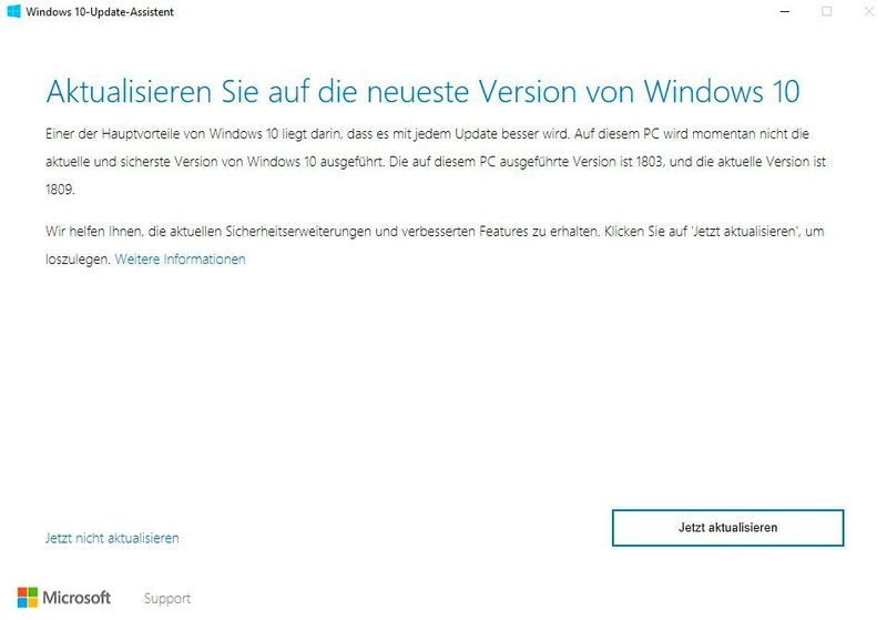 Aktualisieren eines Rechners zur neusten Version von Windows 10. (Th. Joos)