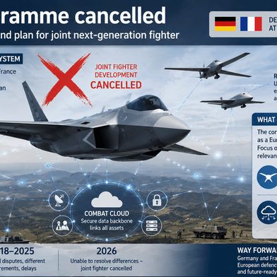FCAS Falls Apart – The Joint Fighter Aircraft is dead, but combat cloud and drone projects are set to continue. (Picture: AI-generated)