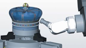 Angle head support in Hypermill and Hypermill Virtual Machining enables reliable programming and verification of angle head machining operations. (Source: Open Mind)