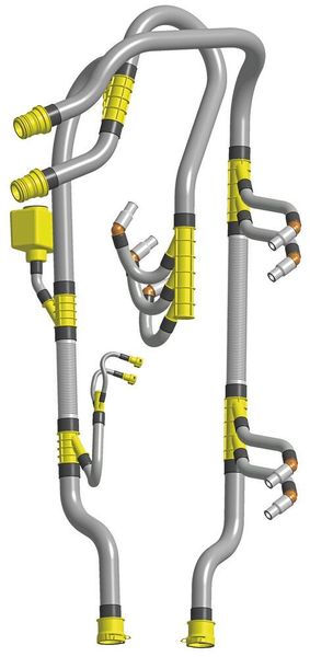 Bild 2:  Das System für die Flüssigkühlung besteht aus flexiblen und gleichzeitig stabilen Kunststoffrohren sowie zuverlässige Connectoren, die mit Sensoren ausgestattet sein können. (FIP)