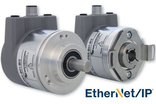 Mit dem Drehgeber WDGA58F stellt Wachendorff den nach eigenen Angaben kompaktesten EtherNet/IP-Drehgeber der Welt vor: Der Sensor besitzt eine Einbautiefe von lediglich 46,5 mm.(Bild:  Wachendorff Automation GmbH & Co. KG)