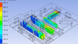 Mit der Software „Coolsim“ lassen sich die Luftströme in einem Rechenzentrum planen.  (Bild: Applied Math Modeling Inc. )