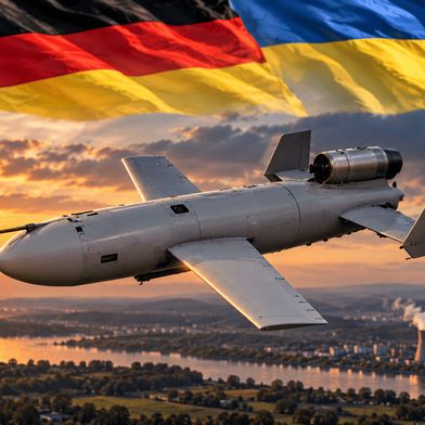 Germany is reportedly considering the acquisition of Ukrainian-developed BARS cruise missiles to strengthen the Bundeswehr's deep-strike capabilities. The illustration symbolises German-Ukrainian defence cooperation and shows a fictional missile inspired by the BARS design. (Picture: AI-generated)